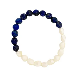 Freshwater Pearls Bracelet w/ Lapis Lazuli Stones