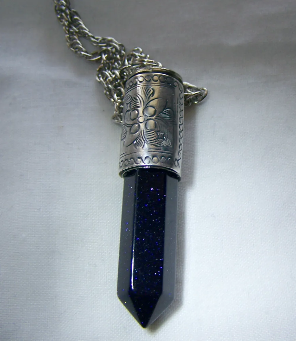 Galaxy Stars Bluestone Silver Bullet Jewelry Pendant