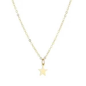 Gold Filled 8mm Solid Star Charm Pendant Necklace