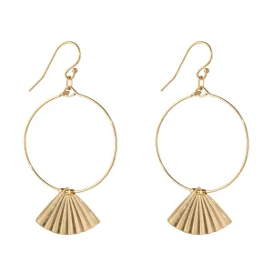 Gold Filled Fan Small Hoop Earrings