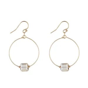 Gold Filled Golden Shadow Crystal Cube Hoop Earrings