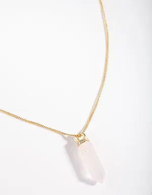 Gold Plated Sterling Silver Rose Quartz Shard Pendant Necklace