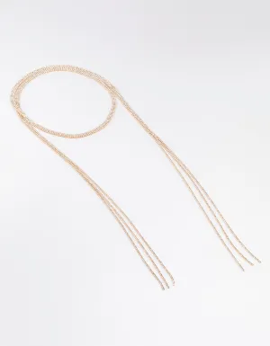 Gold Triple Row Cupchain Scarf Necklace