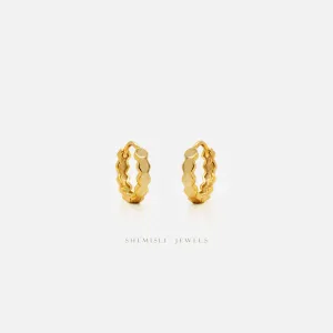 Hexagon Pattened Small Hoop Earrings, Gold, Silver SHEMISLI SH010