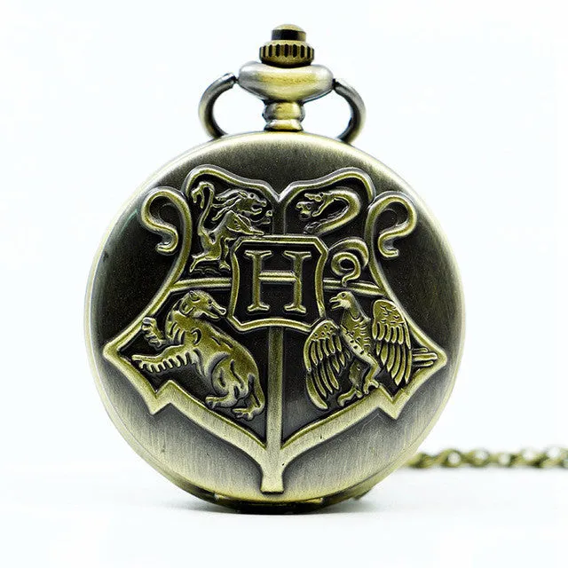 Hogwarts Dracodormiens Nunquam Titillandus Quartz Pocket Watch Mens Analog Pendant Necklace Gift