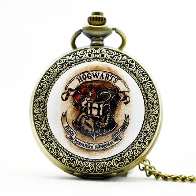 Hogwarts Dracodormiens Nunquam Titillandus Quartz Pocket Watch Mens Analog Pendant Necklace Gift