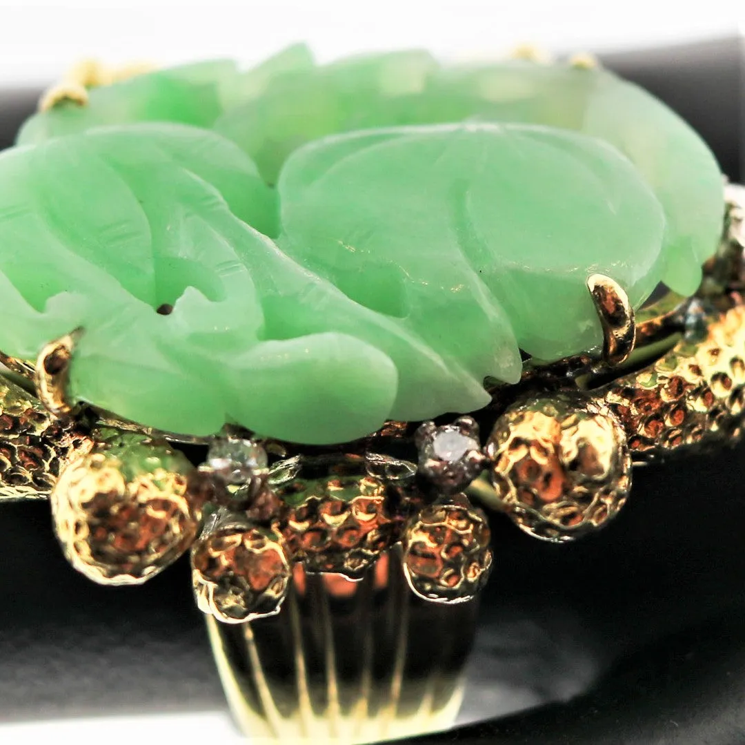 Jadeite Jade Diamond Gold Cocktail Ring