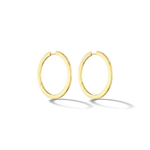 Large Yellow Gold Plain Hoop Earrings