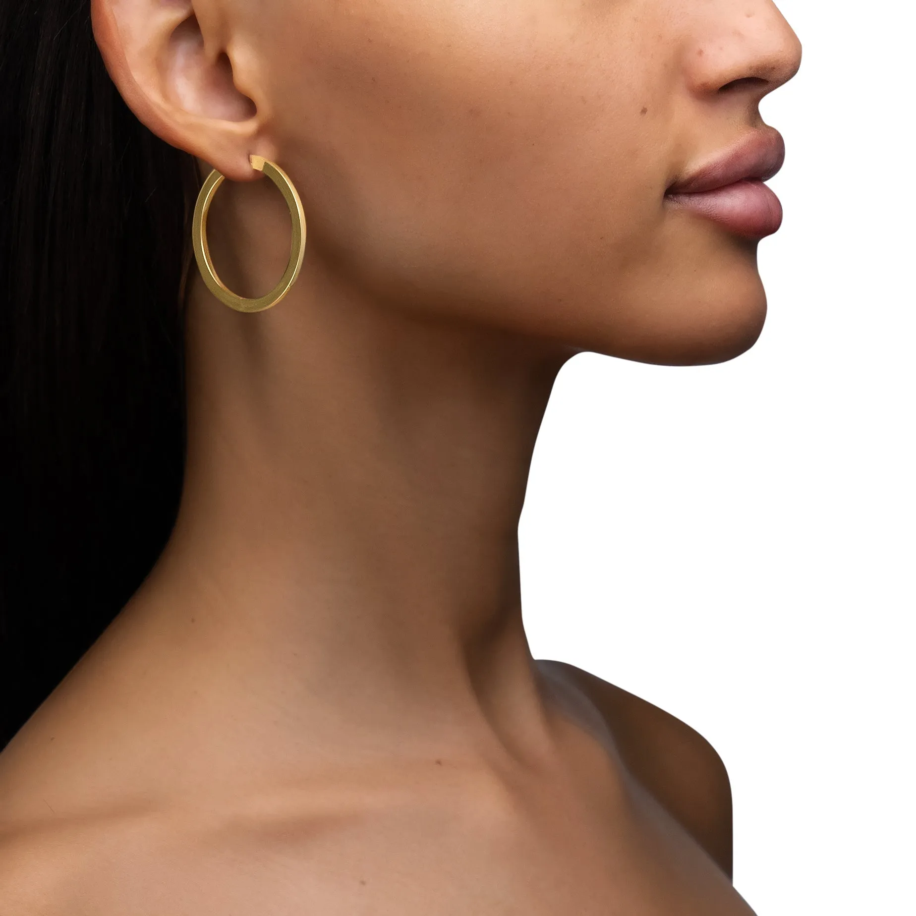 Large Yellow Gold Plain Hoop Earrings