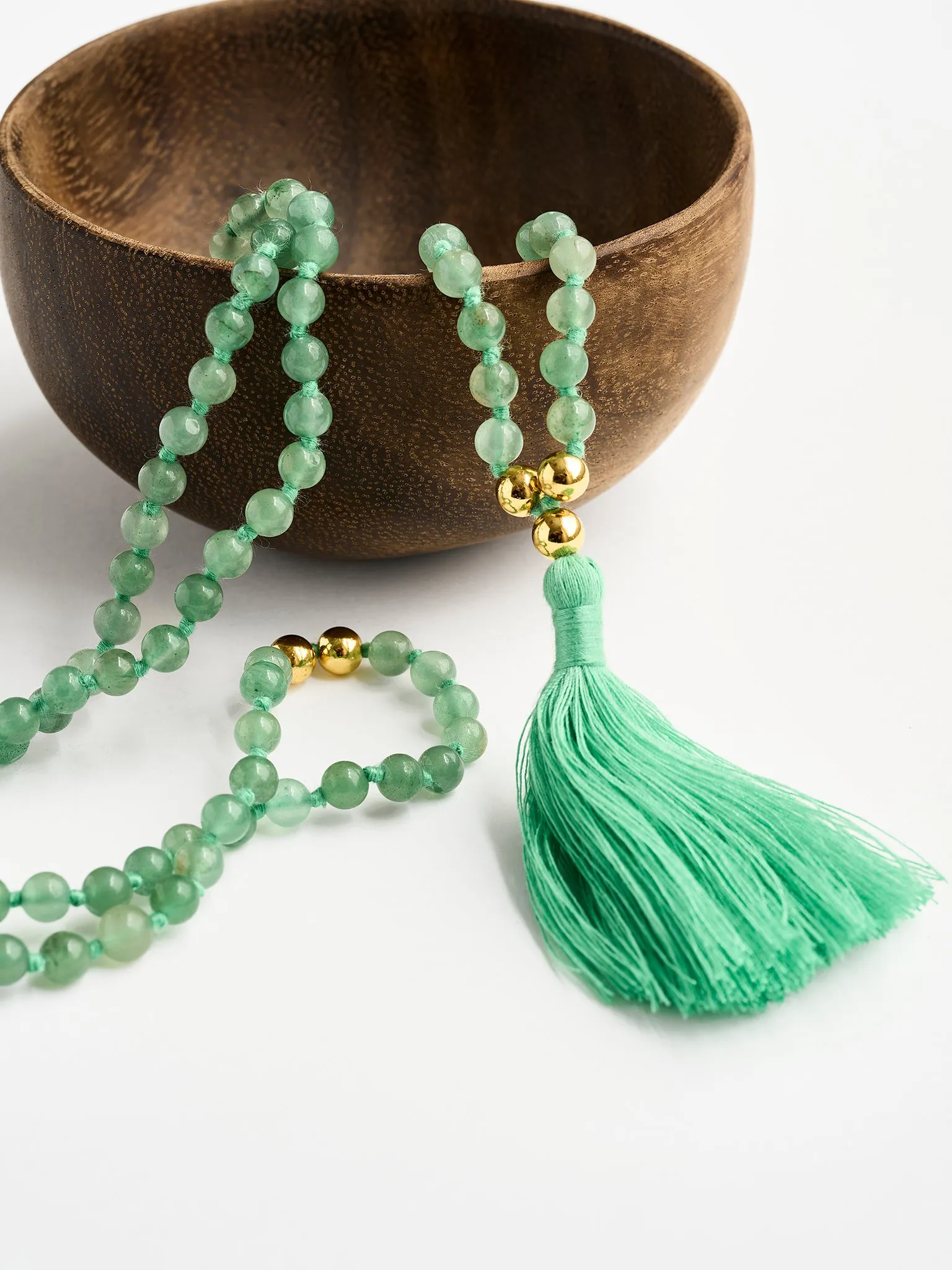 Mala Bead Necklace - Green Aventurine