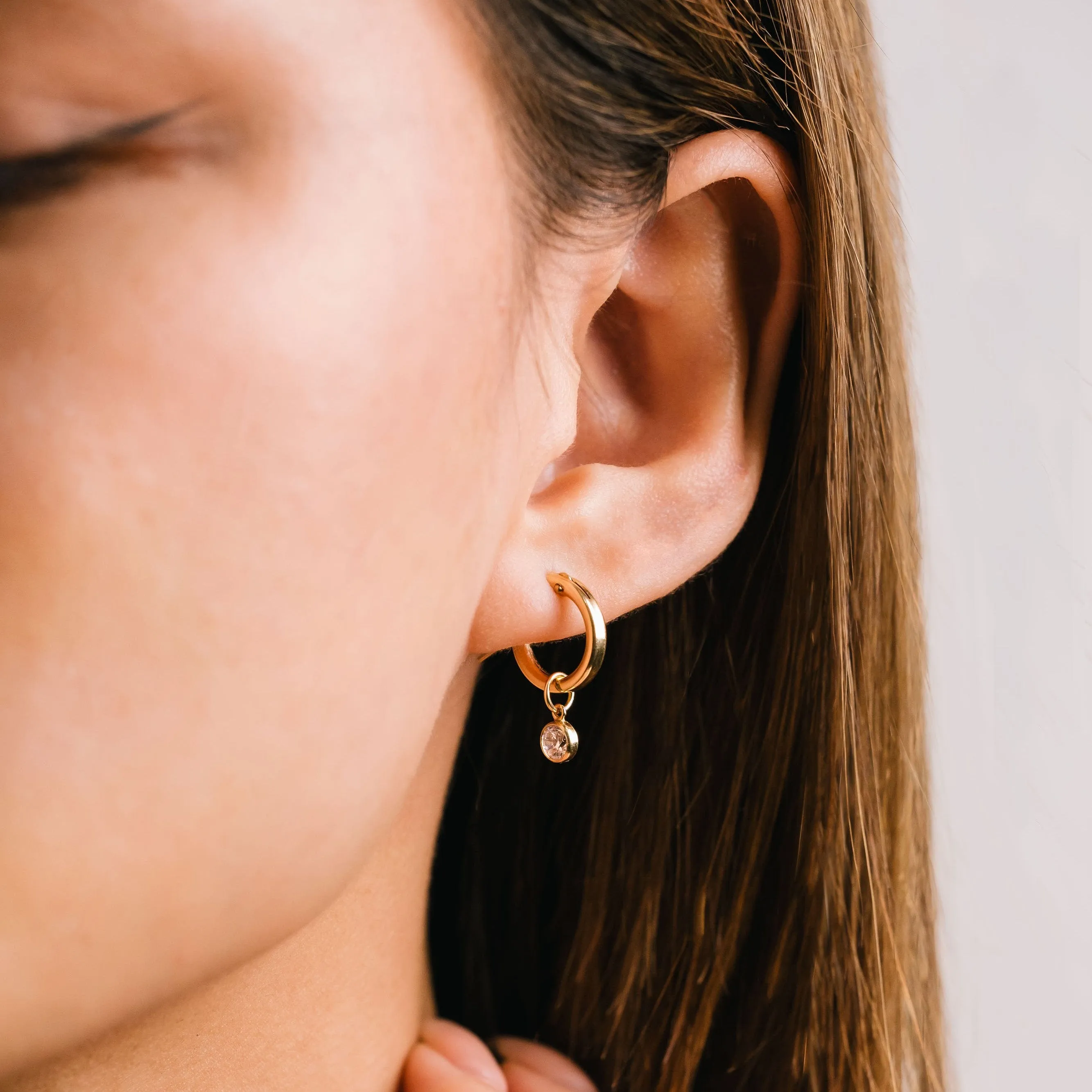 March Birthstone Gold-Filled Hoop Earrings