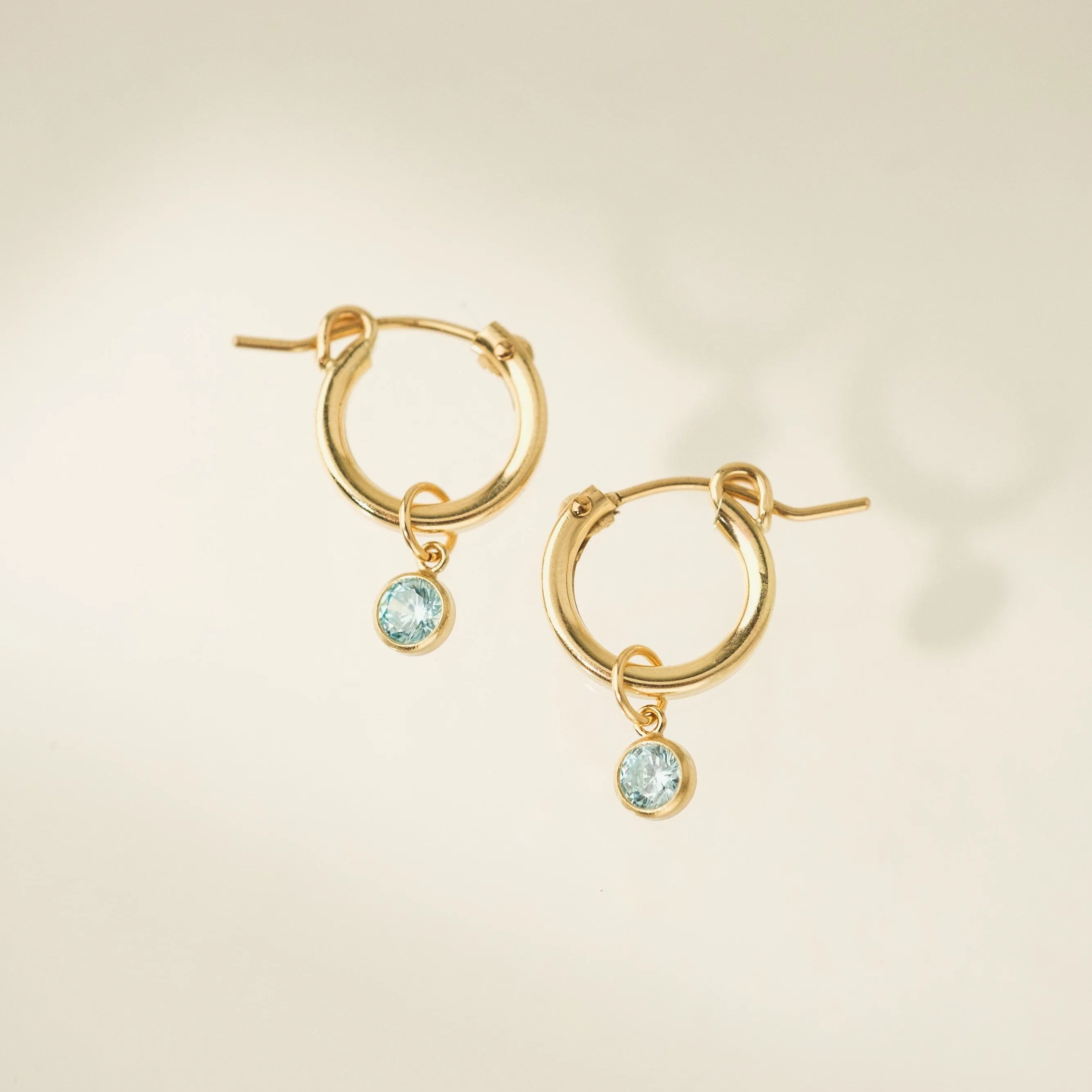 March Birthstone Gold-Filled Hoop Earrings