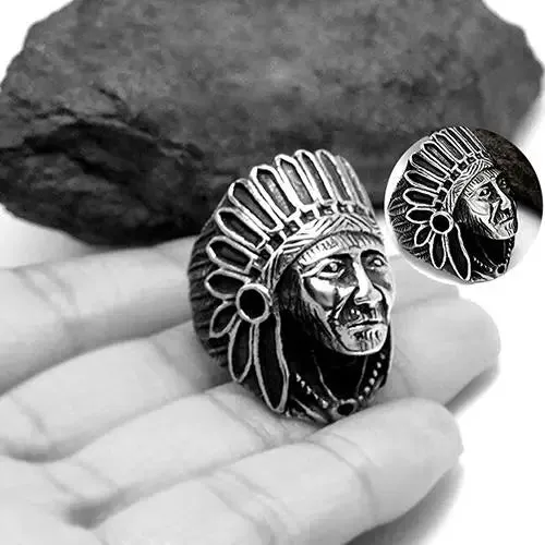 Men Women Vintage Alloy Indian Chief Pattern Finger Ring Punk Jewelry Charm Christmas Gifts кольцо светиться кольцевой механизм