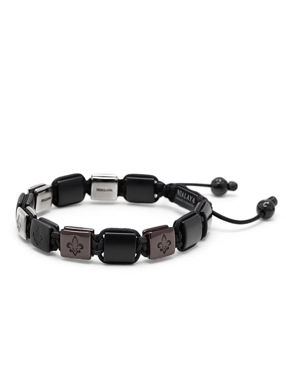 Men's Ceramic Flatbead Bracelet in Red and Matte Black