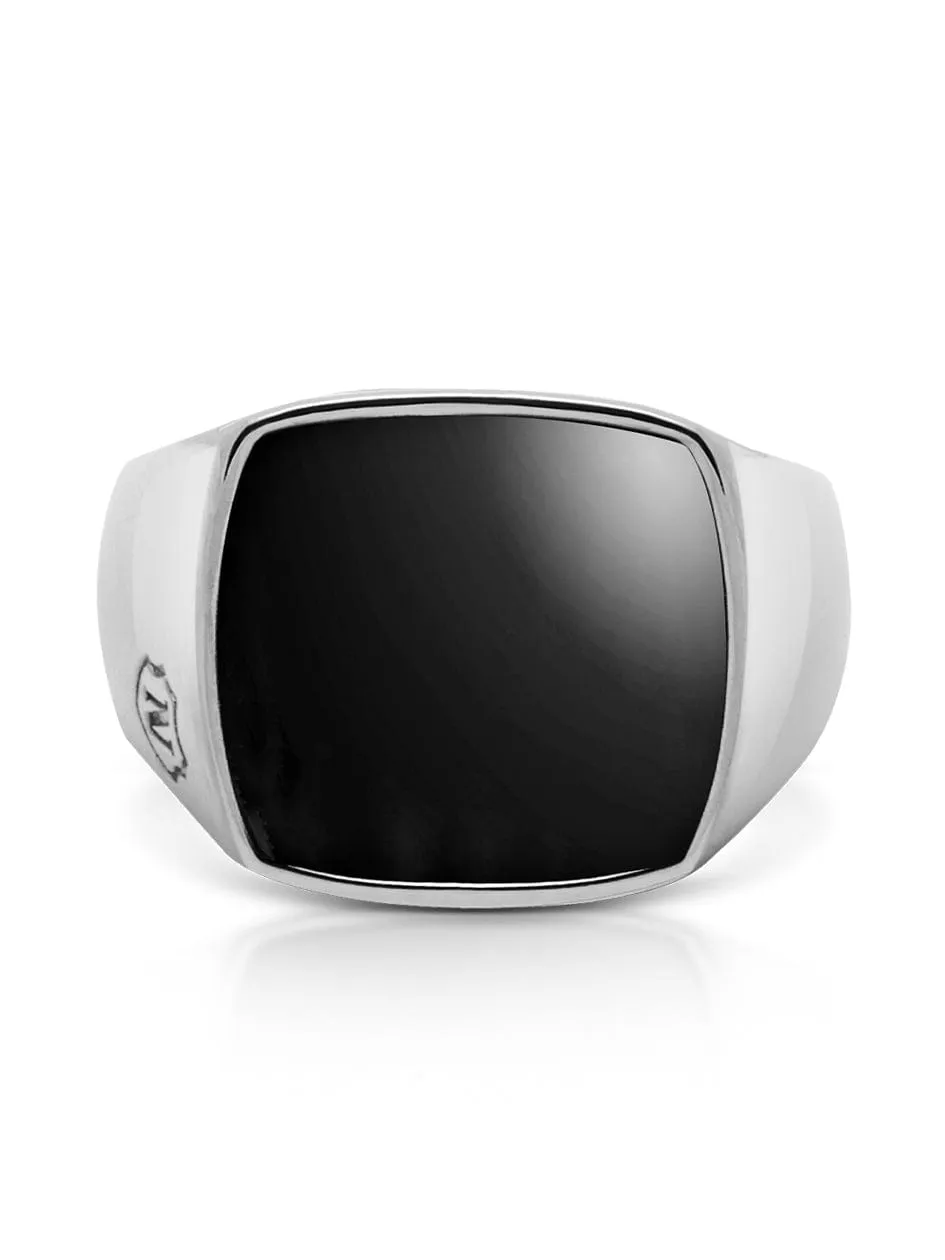 Men's Silver Signet Ring with Onyx