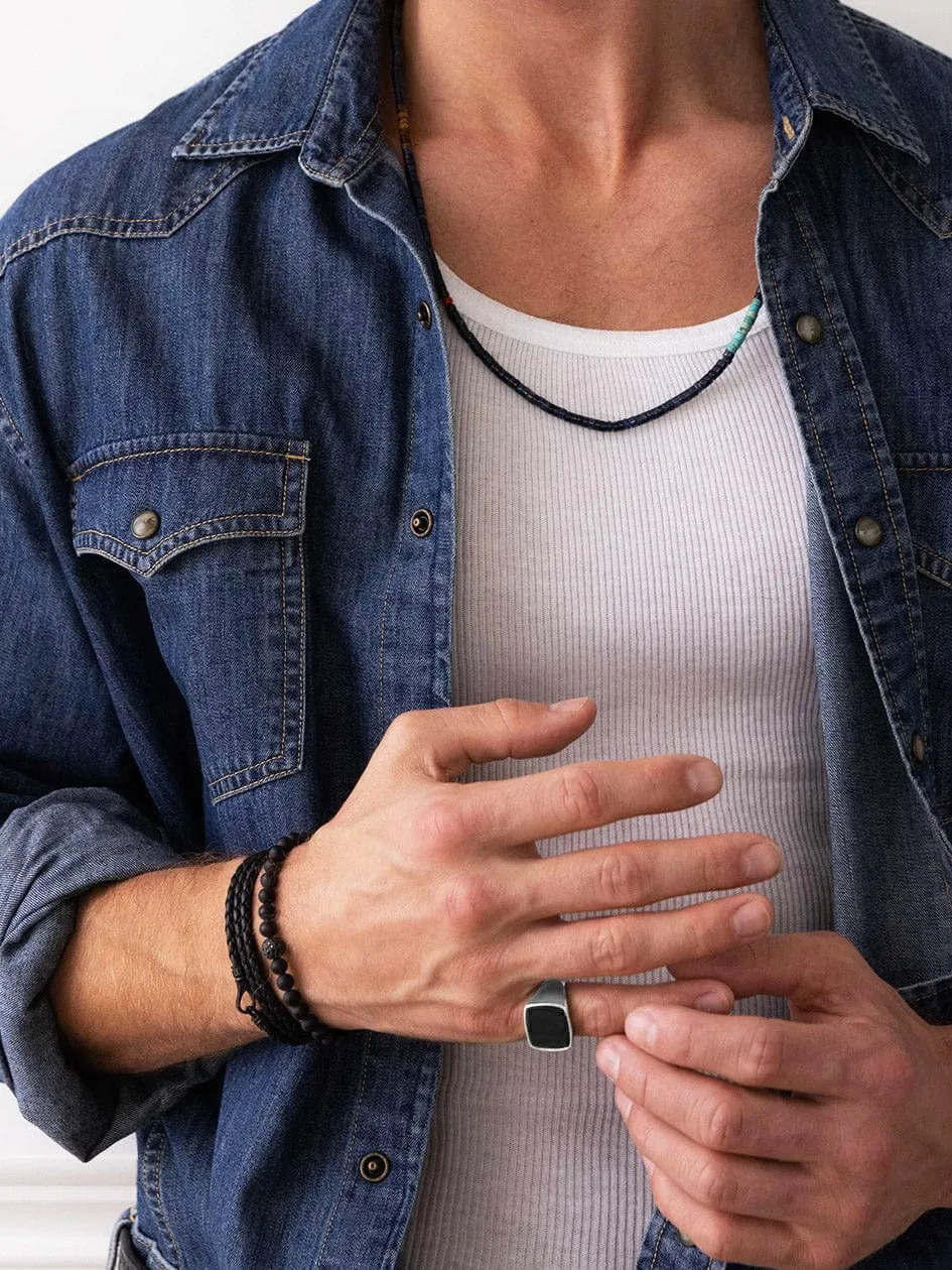 Men's Silver Signet Ring with Onyx