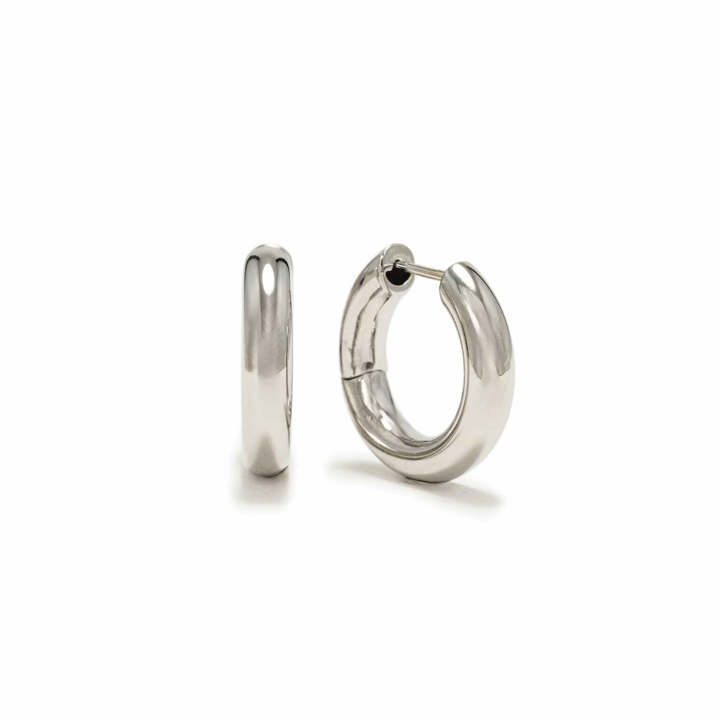 Midi Puff Hoop Earrings Silver