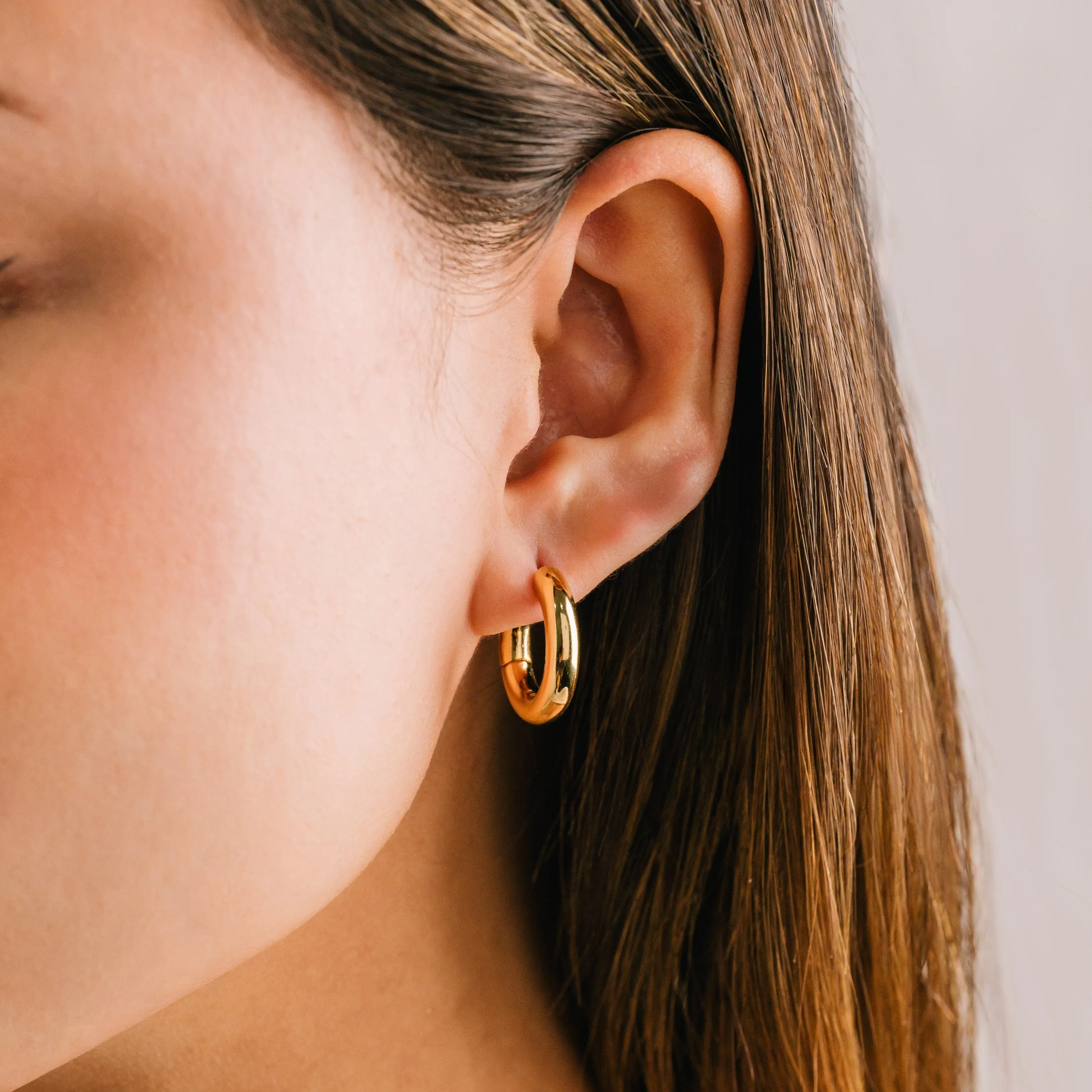 Midi Puff Hoop Earrings Silver