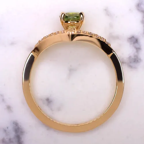 MINT GREEN SAPPHIRE NATURAL DIAMOND V RING ROSE GOLD COCKTAIL TRIANGLE GEOMETRIC