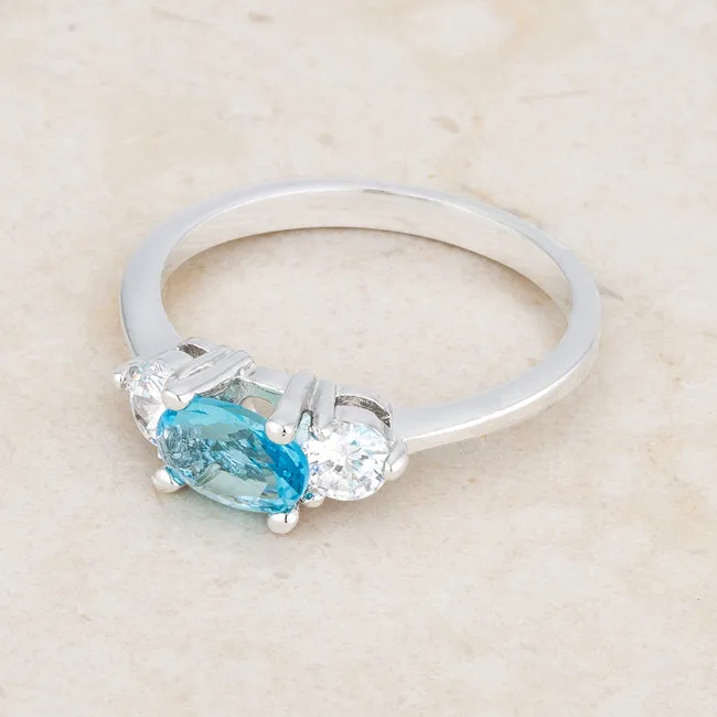 Miranna Three Stone Oval Blue Topaz Engagement Ring | 1.5ct