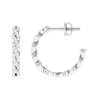 Natural Diamond Twisted Hoop Earrings