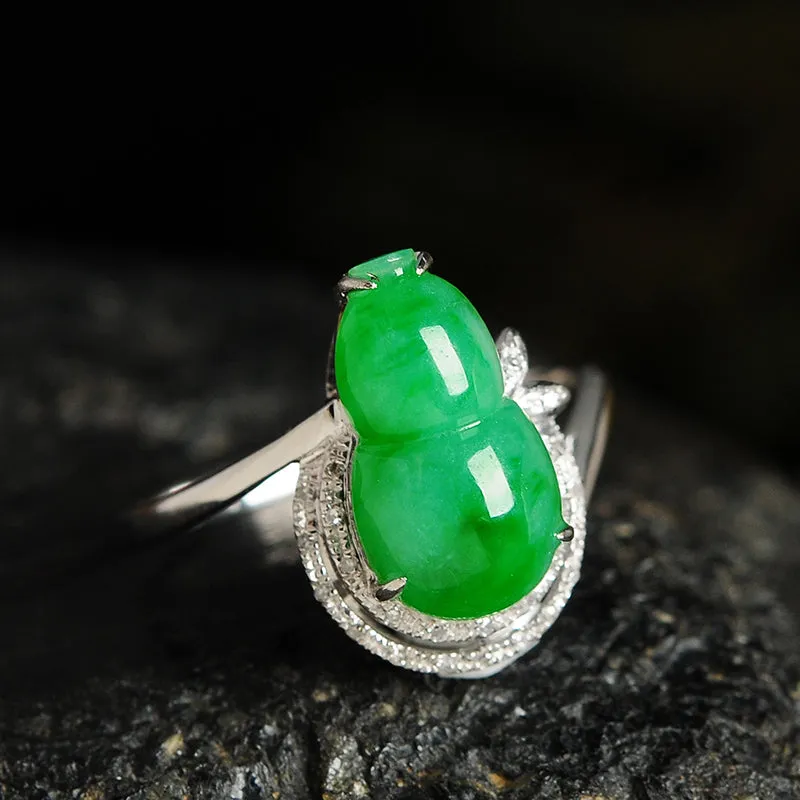 Natural Jade Ring Jadeite Gold Gourd Ring RG36