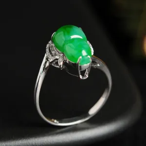 Natural Jade Ring Jadeite Gold Gourd Ring RG36