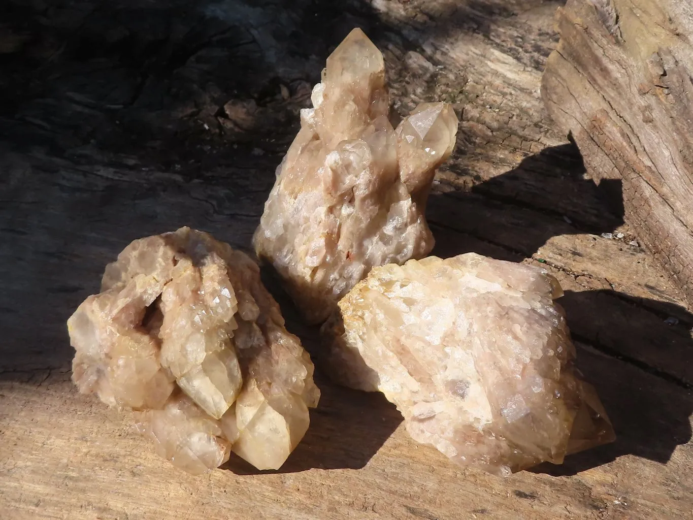 Natural Smokey Quartz Clusters x 3 From Luena, Congo