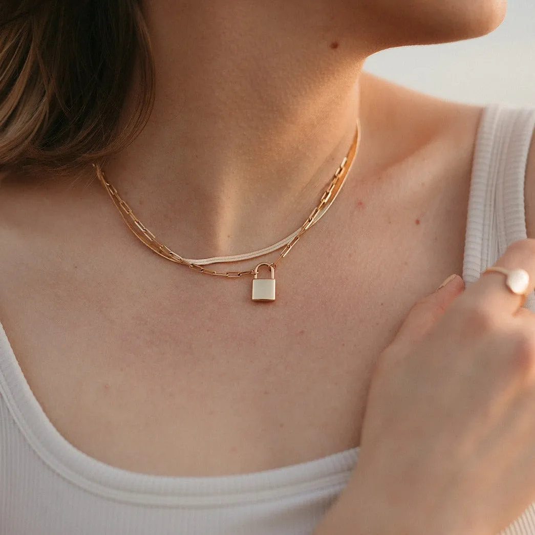 Newport Gold Filled Lock Necklace