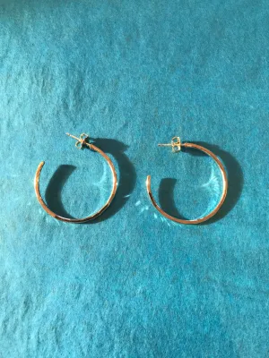 Open hoop studs: 14K gold fill hammered small