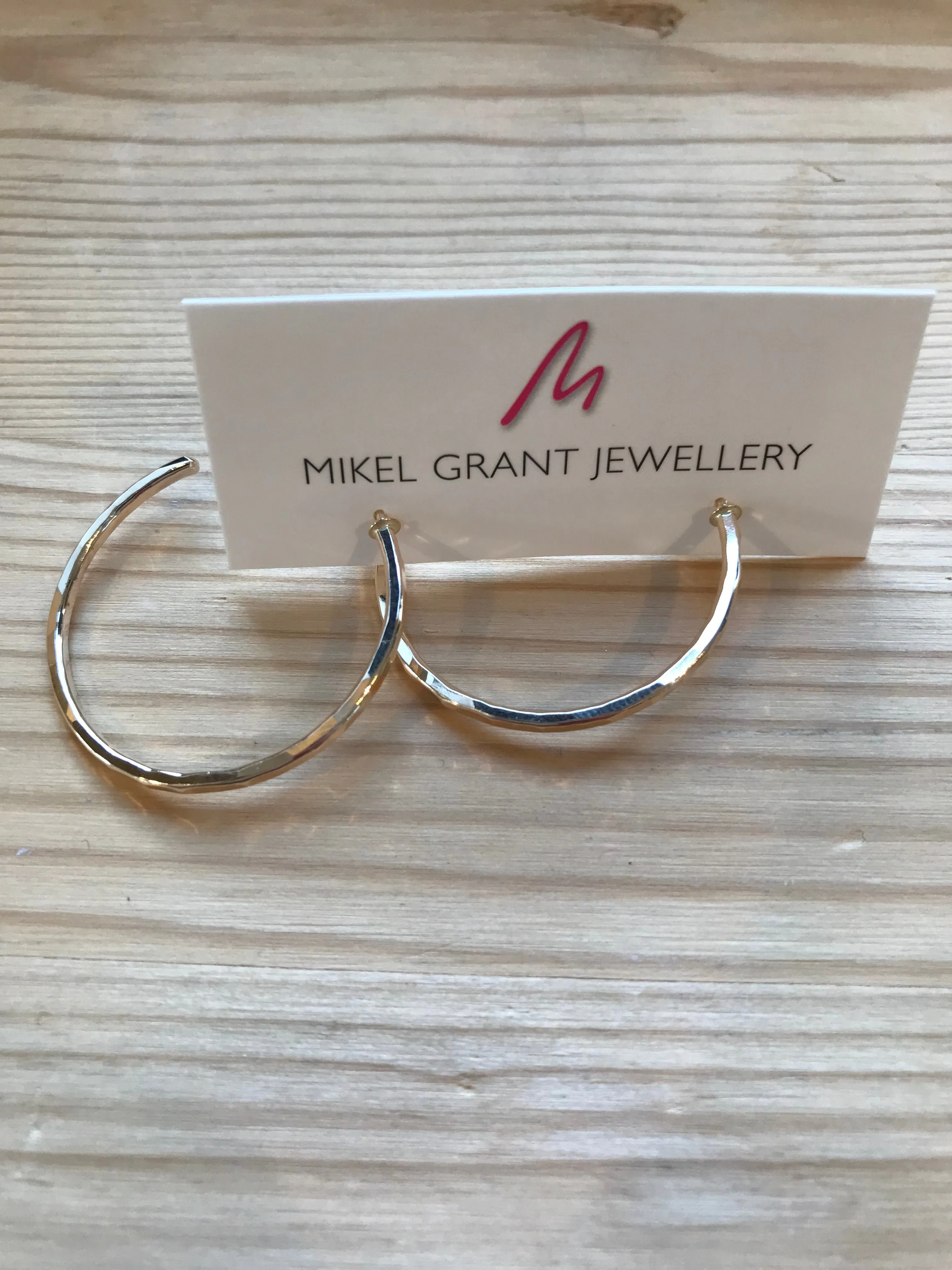 Open hoop studs: 14K gold fill hammered small