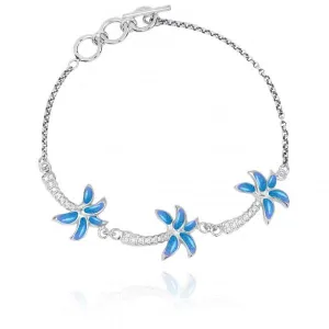 Palm Trees Bracelet with Blue Opal and White CZ