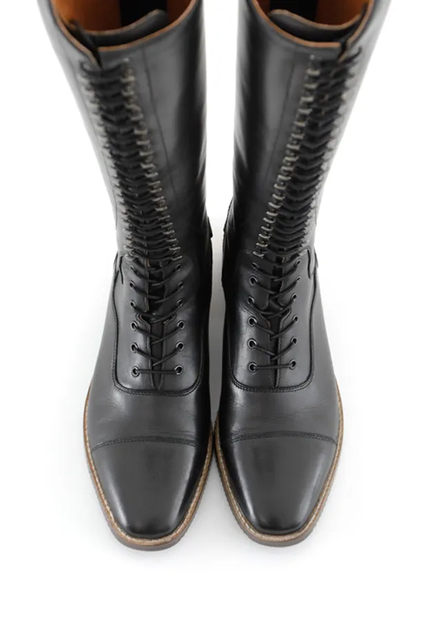 PEI Maurizia Lace-up Tall Riding Boots (Black)