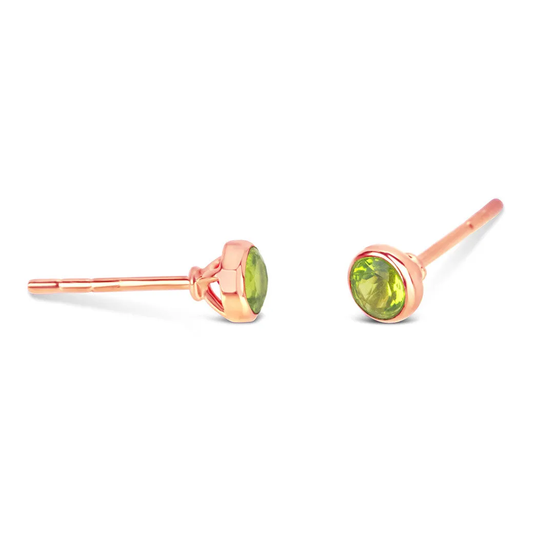 Peridot Mini Stud Earrings | Rose Gold - August