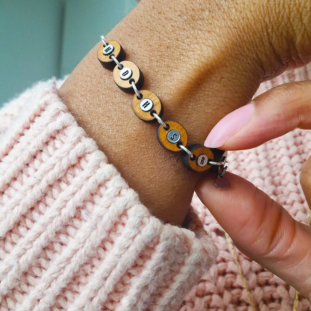 Personalised Family Initial Wooden Bead Bracelet