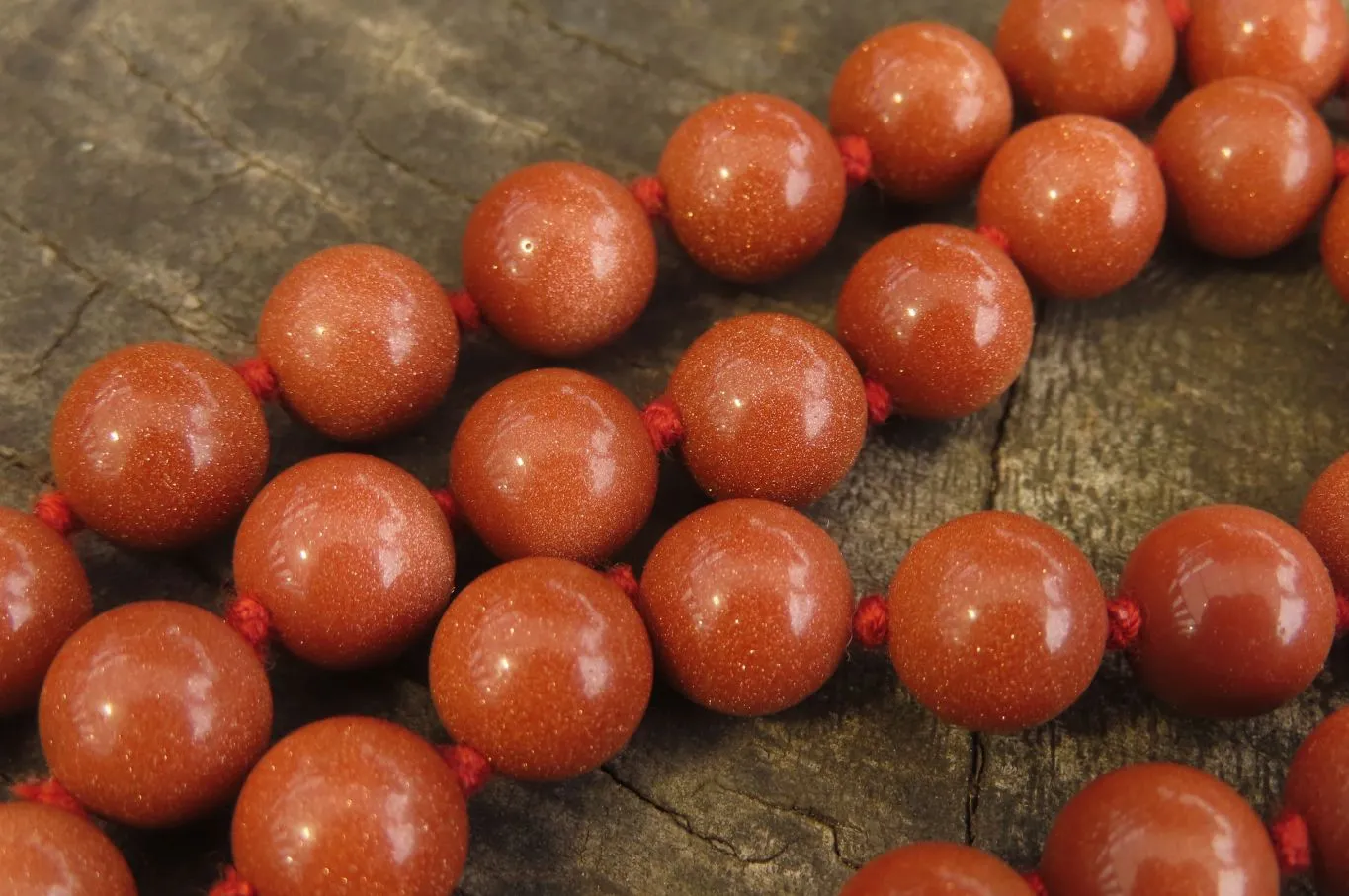 Polished Copper Sunstone Ball Shaped Beaded Necklace  - sold per Item - From India