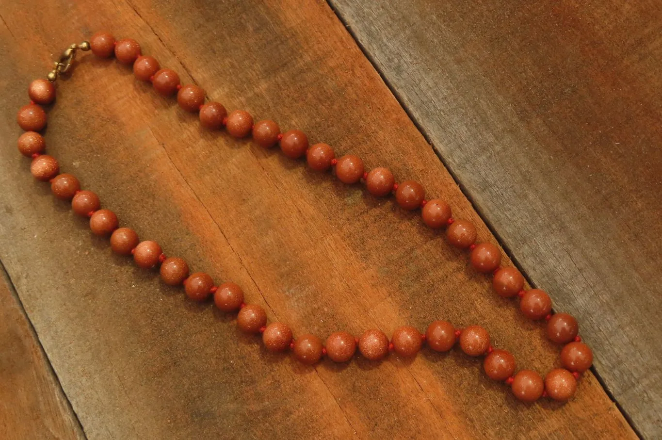 Polished Copper Sunstone Ball Shaped Beaded Necklace  - sold per Item - From India