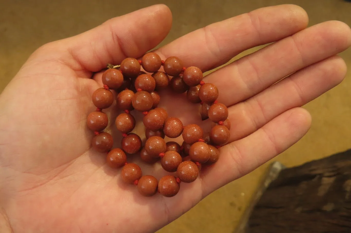 Polished Copper Sunstone Ball Shaped Beaded Necklace  - sold per Item - From India