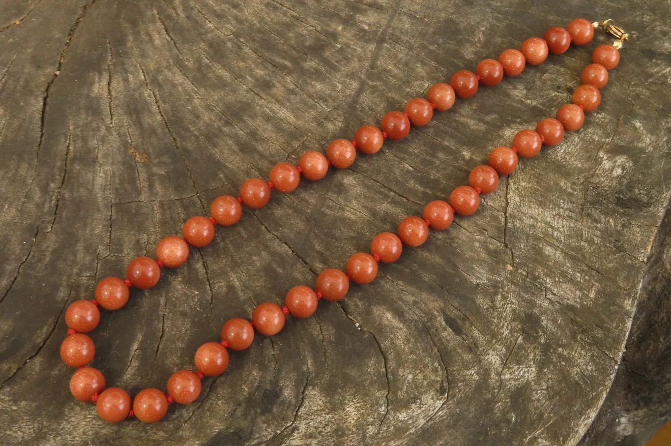 Polished Copper Sunstone Ball Shaped Beaded Necklace  - sold per Item - From India