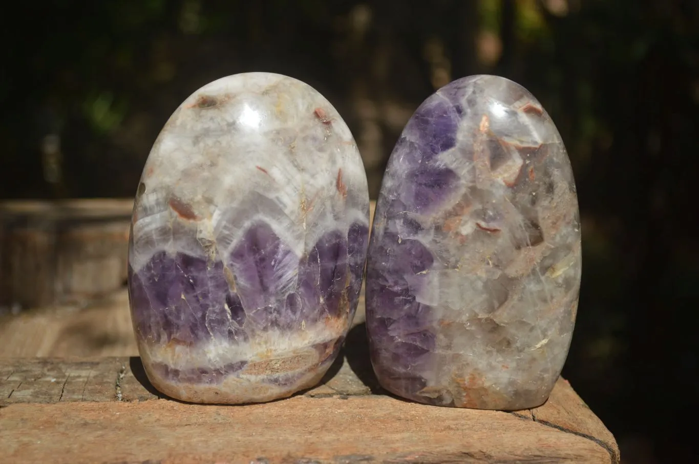 Polished Dream Amethyst Standing Free Forms x 2 From Madagascar