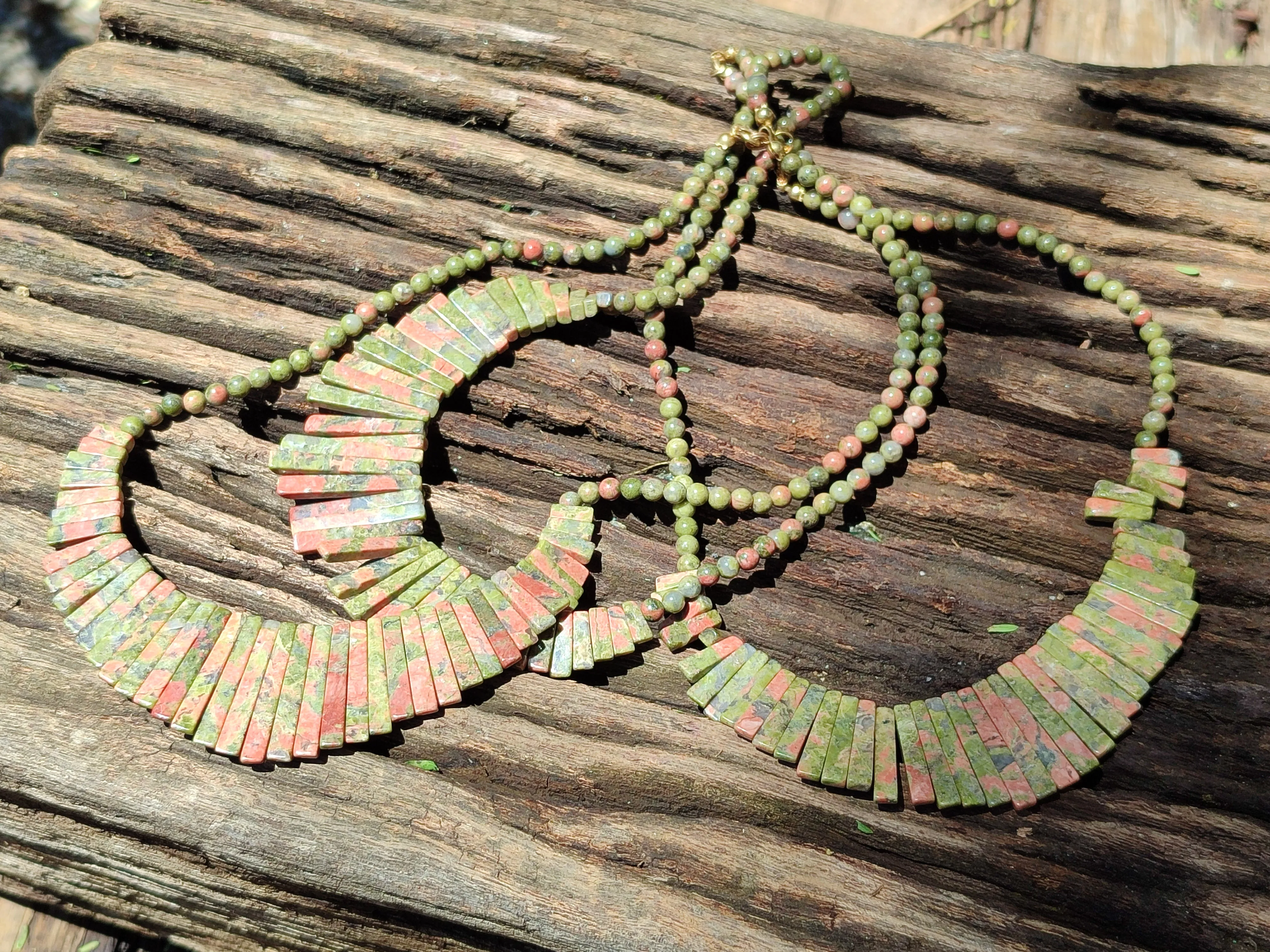 Polished Unakite Egyptian Choker Necklace - Sold Per Item - From South Africa