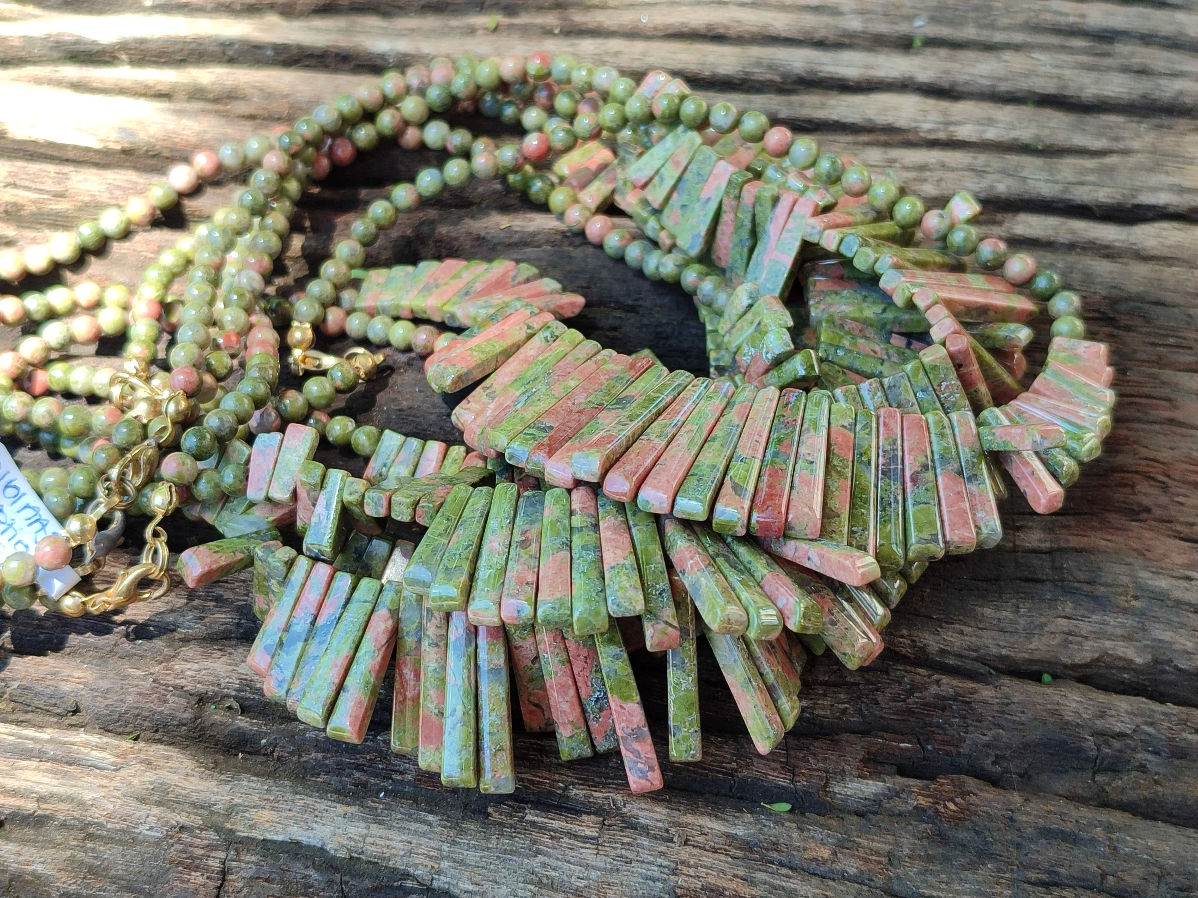 Polished Unakite Egyptian Choker Necklace - Sold Per Item - From South Africa