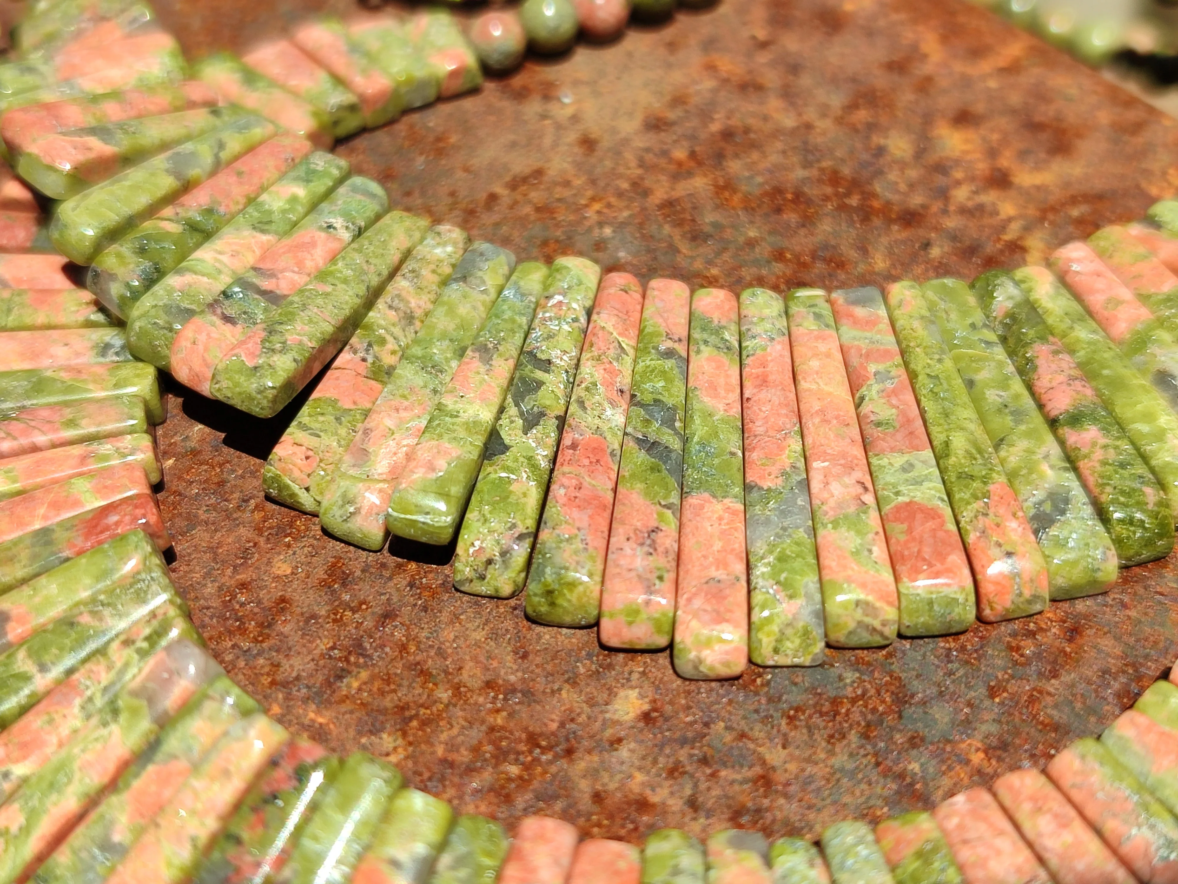 Polished Unakite Egyptian Choker Necklace - Sold Per Item - From South Africa