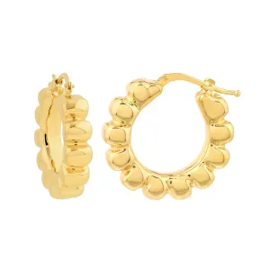 Puffy Gold Scalloped Hoop Earrings