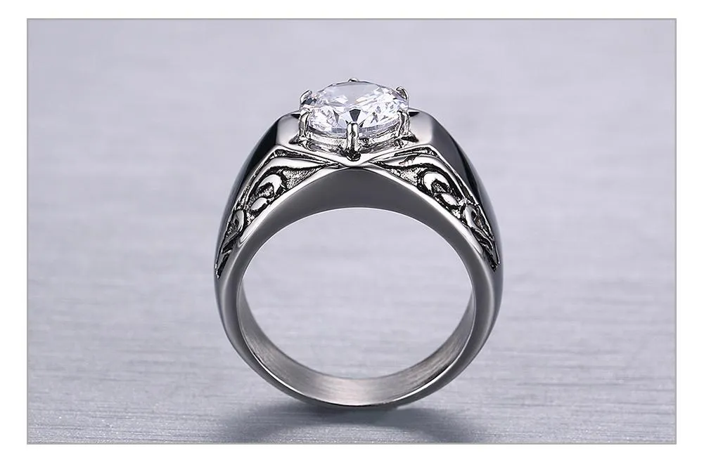 Québécois Fleur-De-Lis Diamond Silver Ring