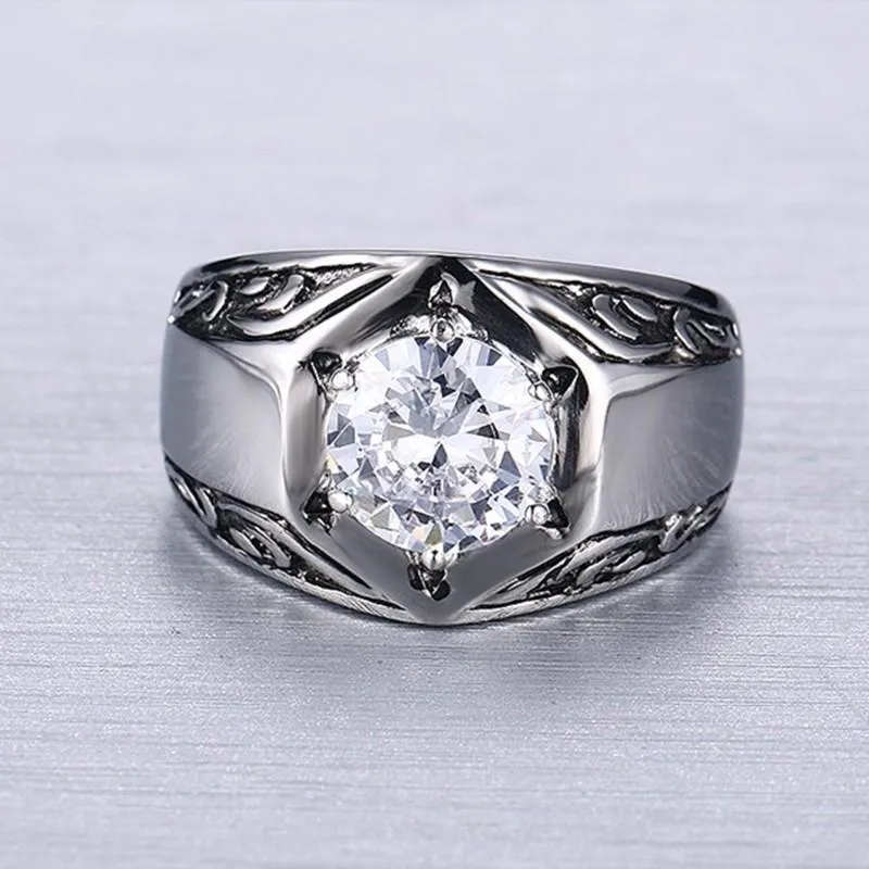 Québécois Fleur-De-Lis Diamond Silver Ring