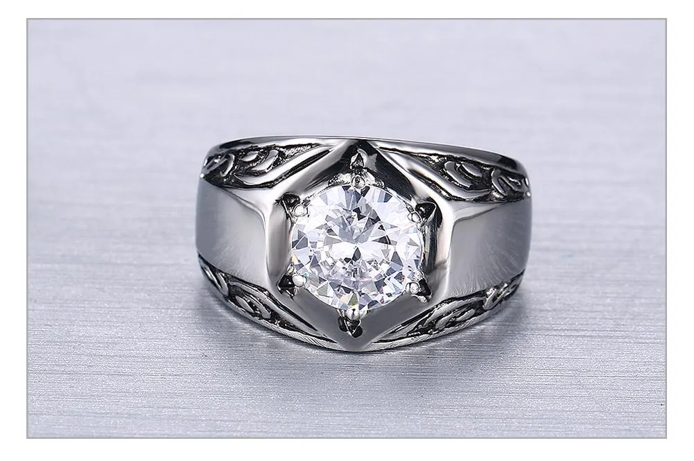 Québécois Fleur-De-Lis Diamond Silver Ring