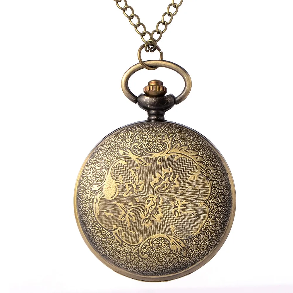 Relogio Retro Bronze Quartz Pocket Watch steampunk Clock Watches with Gear Hollow Necklace watches Mens Womens Christmas Gifts