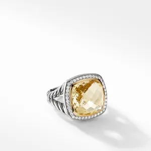 Ring with Champagne Citrine and Diamonds with 18K Gold