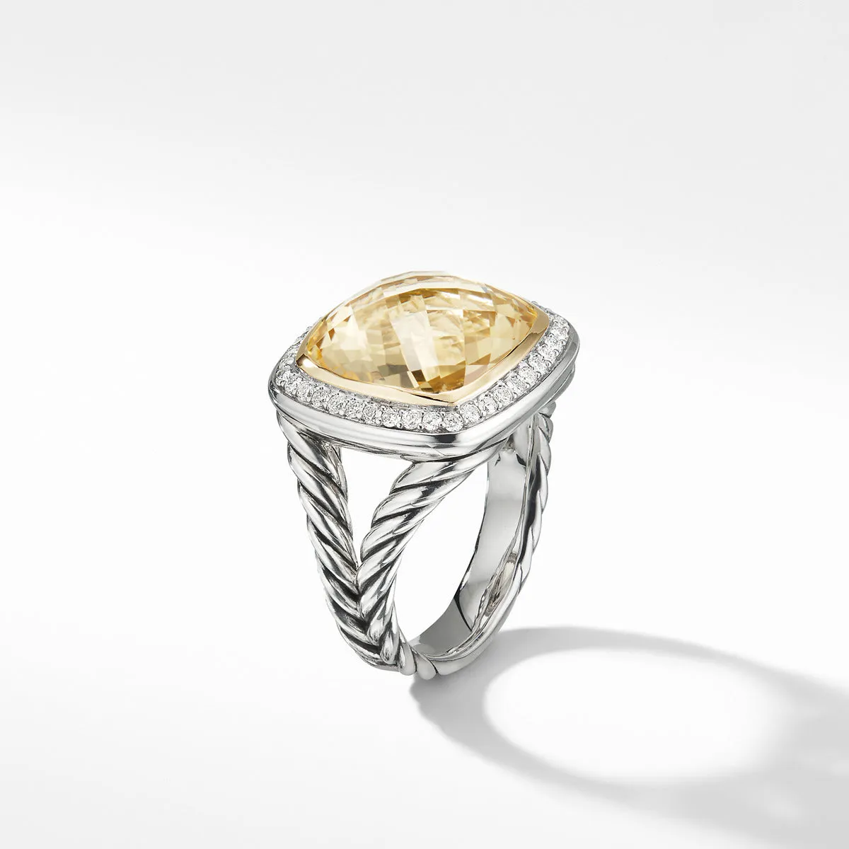 Ring with Champagne Citrine and Diamonds with 18K Gold